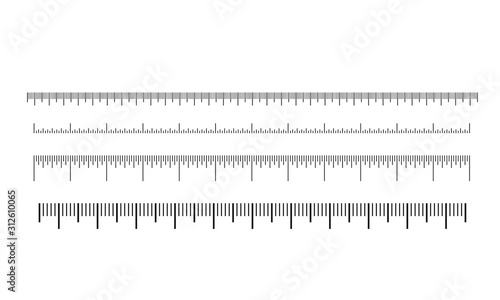 Vector set of metric rulers in flat style. Measuring scales.