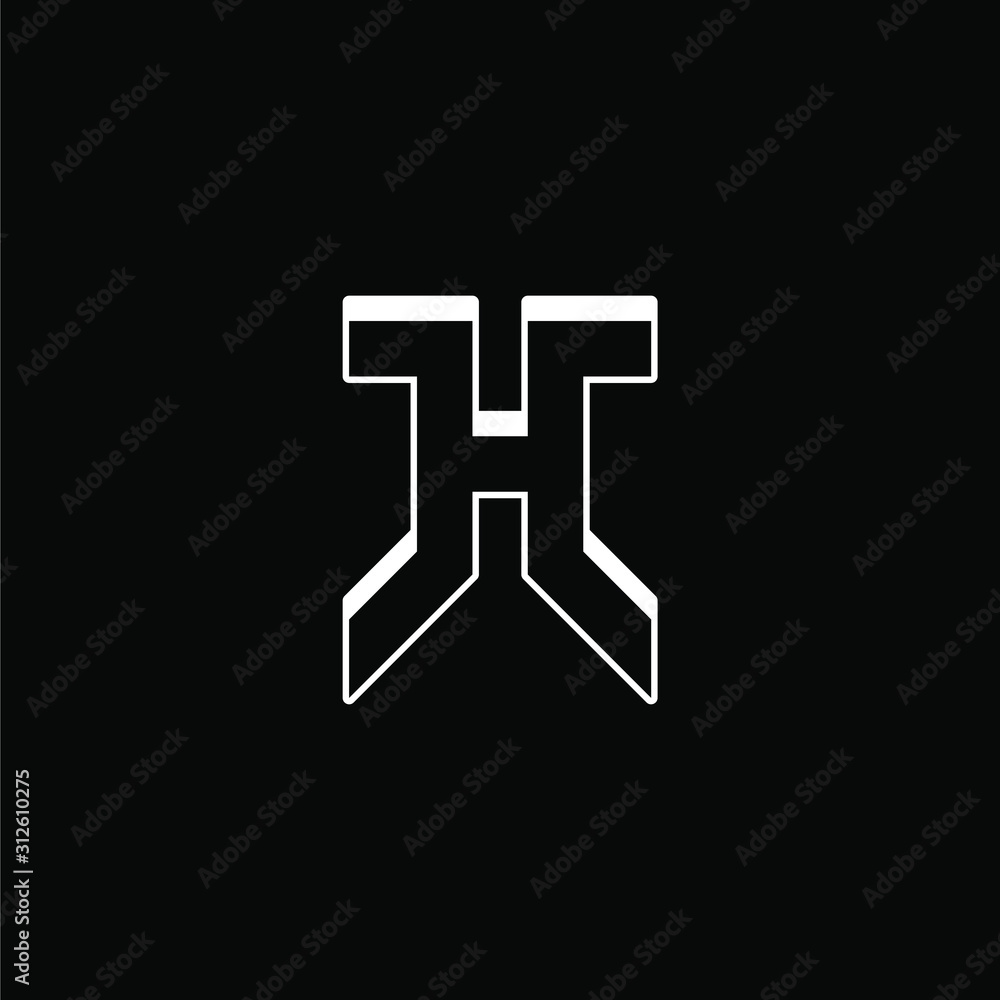 Initial letter JH or HC logo template with sporty line art symbol in flat design monogram illustration