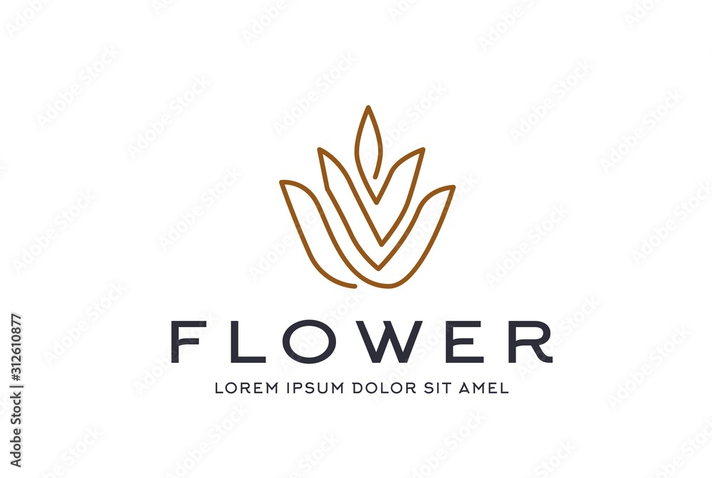 Abstract premium gold linear leaf icon design vector graphics Abstract premium gold linear leaf icon design vector graphics