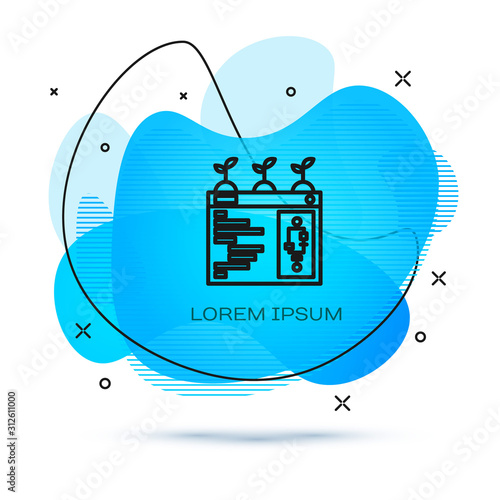 Line Smart farming technology - farm automation system in app icon isolated on white background. Abstract banner with liquid shapes. Vector Illustration