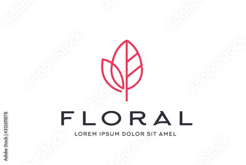 Abstract premium pink leaf icon design vector graphics