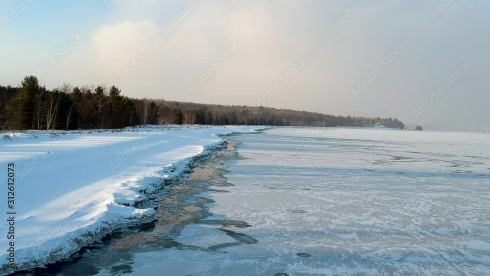 The bayside of Lake Superior during the winter time. The bayside of Lake Superior during the winter time.