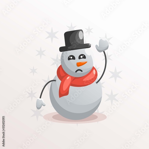 christmas snowman mascot design vector
