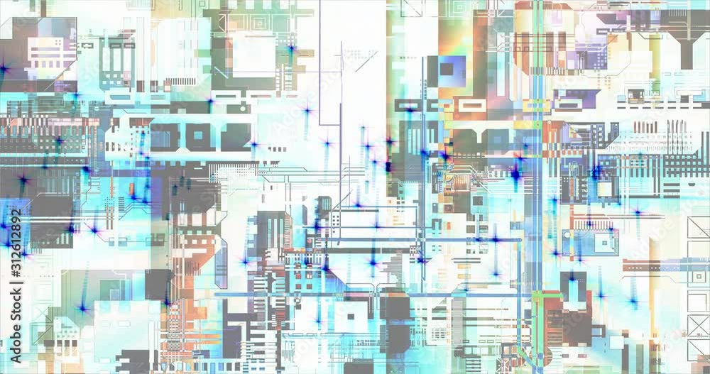 Colored geometry creates motion on the screen Colored geometry creates motion on the screen