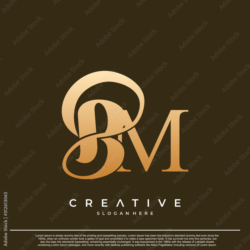 Logo Text Initial Letter BM Luxury Monogram. overlapping interlock logo ...