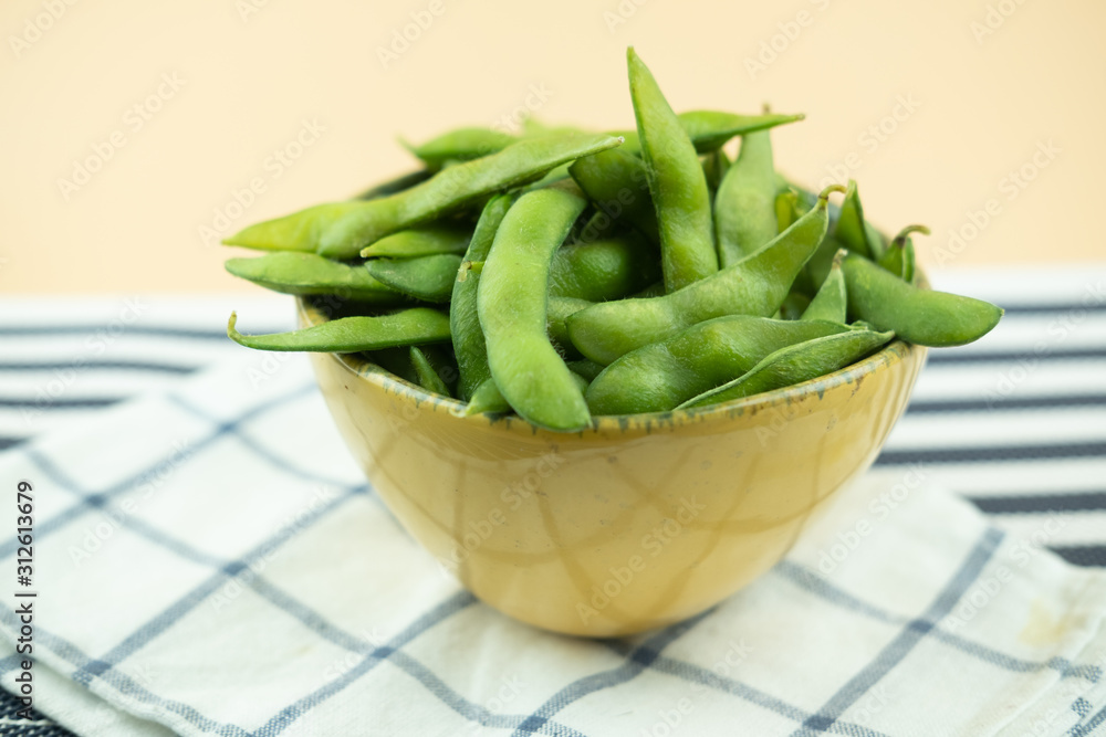 Boiled Edamame bean or young green soybean Boiled Edamame bean or young green soybean