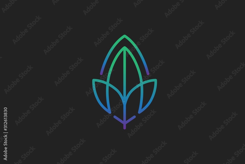 Abstract premium purple blue green gradient leaf icon design vector graphics Abstract premium purple blue green gradient leaf icon design vector graphics