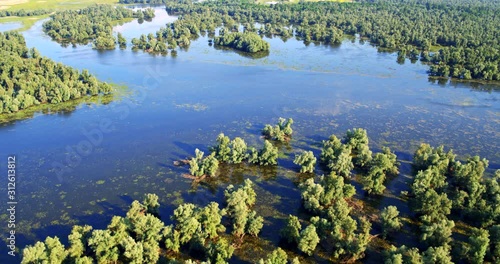 Aerial view of Kopacki rit Nature Park, Croatia photo