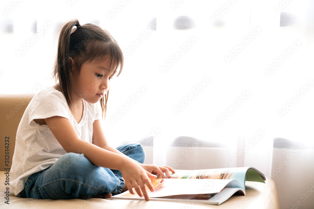 portrait photo asian girl reading book while study homeschooling at home portrait photo asian girl reading book while study homeschooling at home