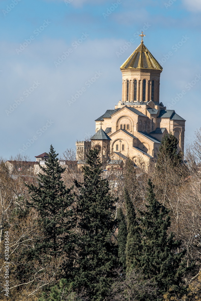 Holy Trinity Cathedral of Tbilisi located on hill