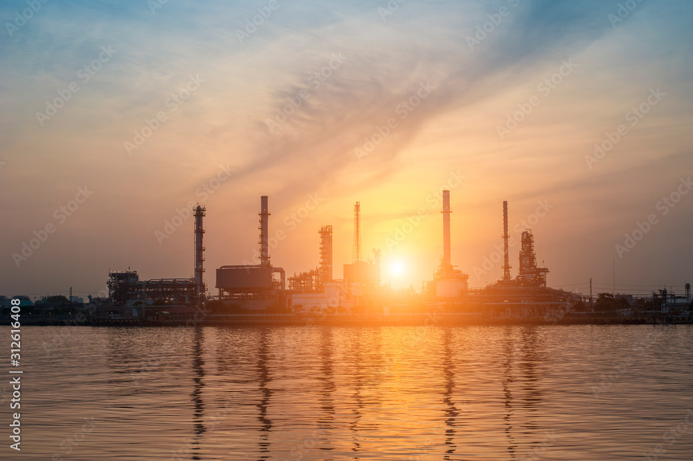 Oil Refinery with sunrise