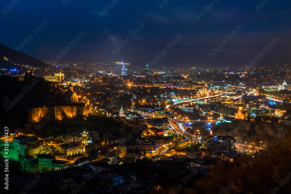 Tbilisi city at night, Georgia
