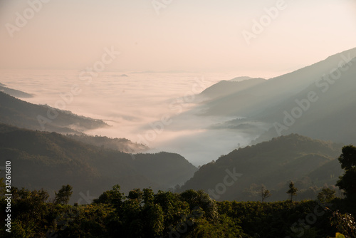 Foggy landscape northern of Laos