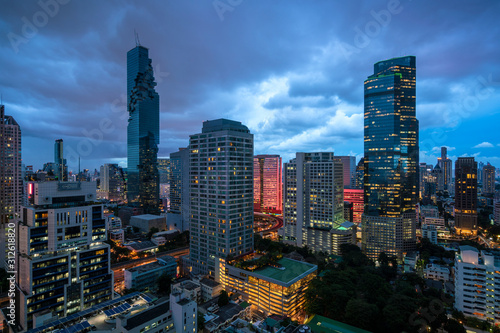 Bangkok city skyline at twilight sky