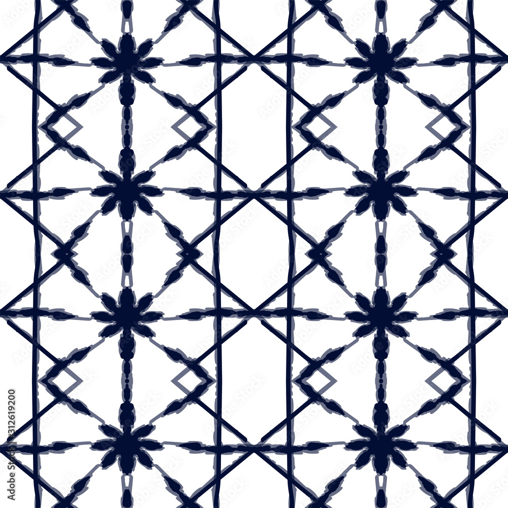 Blue Shibori Vector Seamless Pattern. Blue Shibori Vector Seamless Pattern.
