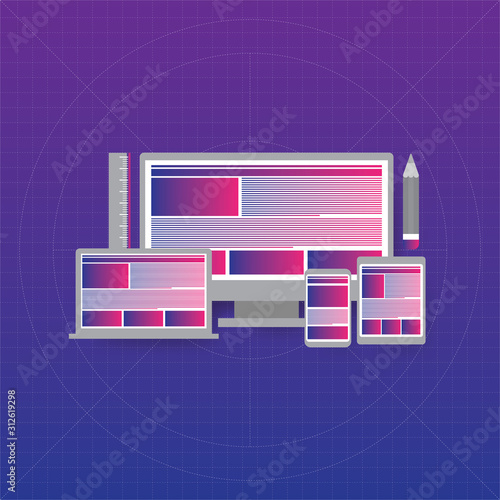 Responsive design on different devices in colorful design