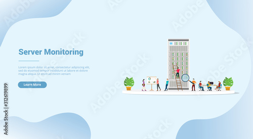 server monitoring or analysis for website template or landing homepage banner - vector
