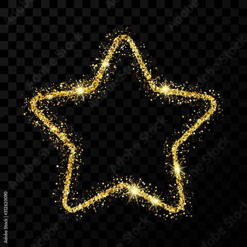 Gold glitter star with shiny sparkles
