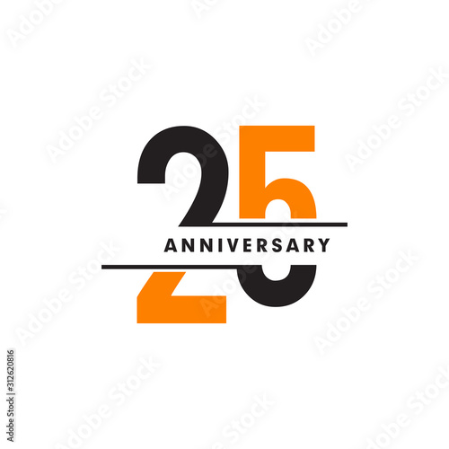 25th celebrating anniversary emblem logo design vector illustration template