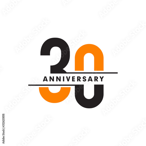 30th celebrating anniversary emblem logo design vector illustration template