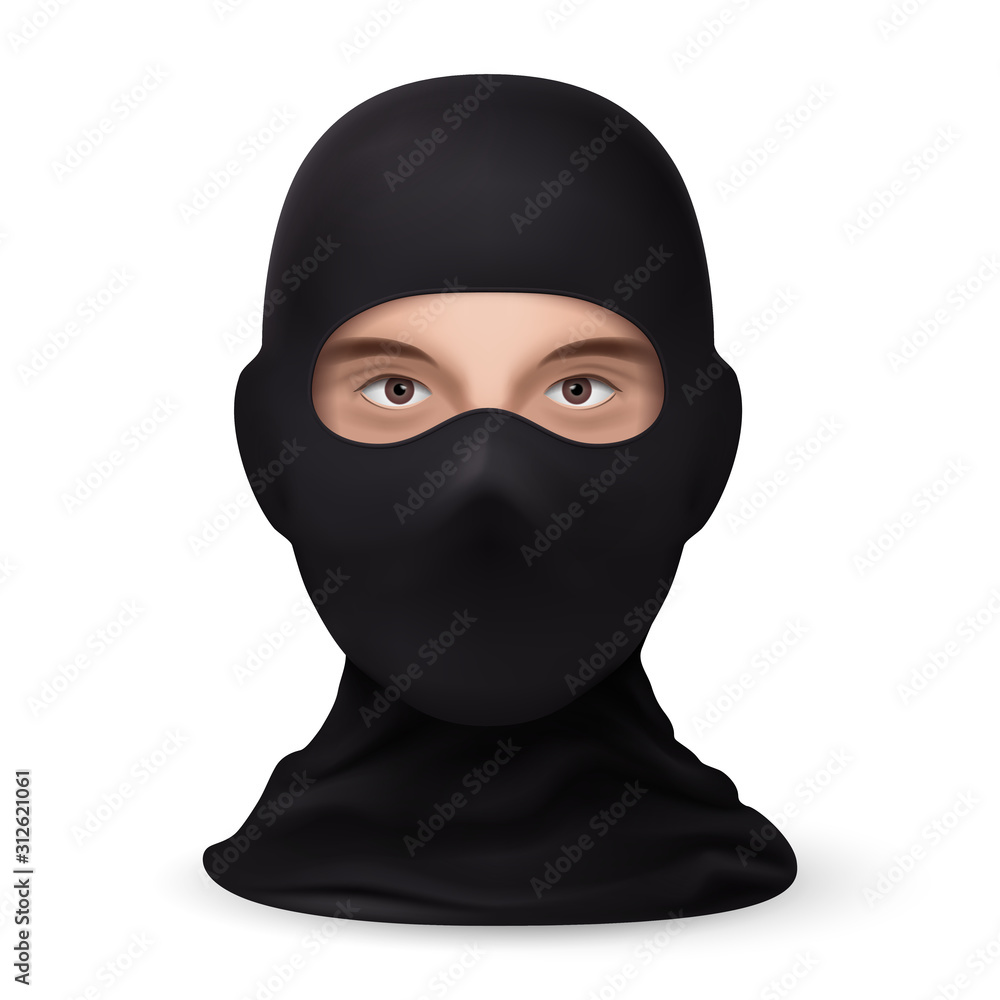 Mask on the Face Balaclava Snowboarding or Mountain Skiing Protective Wear  on White Backdrop. Symbol of Hacker or a Criminal Person. Also Equipment  for Special Forces or Winter Sports Stock-Vektorgrafik | Adobe