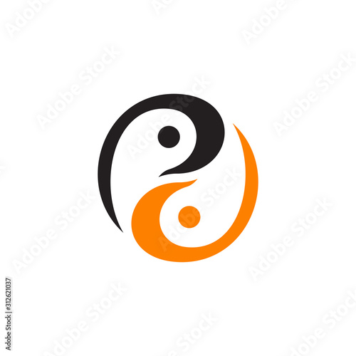 Yin yang circle icon logo design vector illustration template