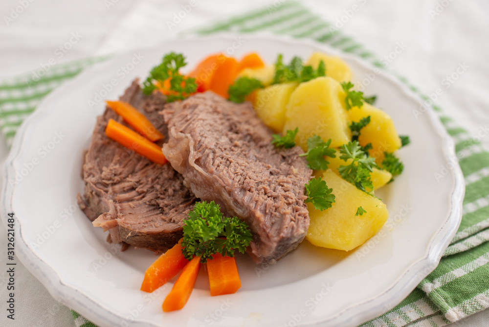Prime boiled beef with root vegetables, Viennese Tafelspitz Prime boiled beef with root vegetables, Viennese Tafelspitz