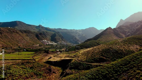agaete valley a wonderful place, a great depression like a scar that goes from the mountains to the sea photo