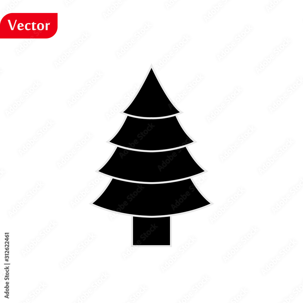 Christmas tree icon, Xmas symbol, flat design template, vector illustration Christmas tree icon, Xmas symbol, flat design template, vector illustration