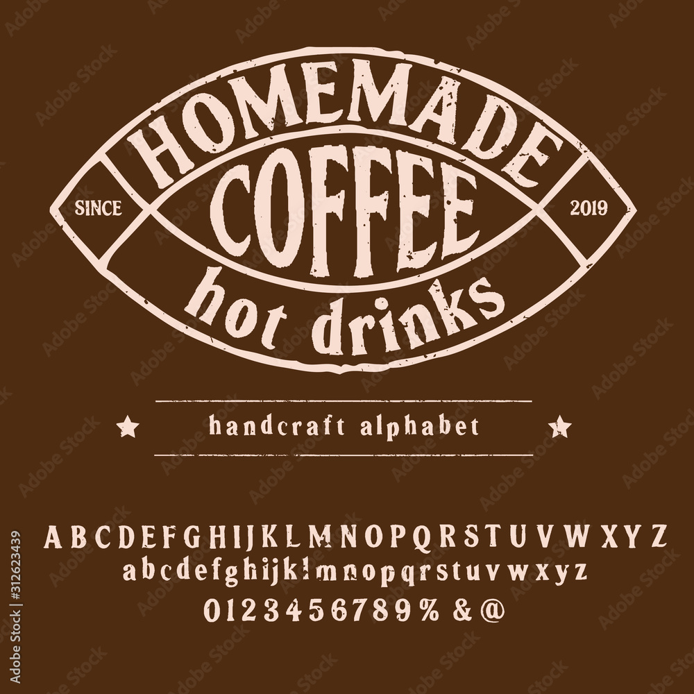 Vintage font coffee illustration for poster or menu template.Quote coffee cup typography. Calligraphy style quote. Shop promotion motivation. Coffee break. Vector & illustration.