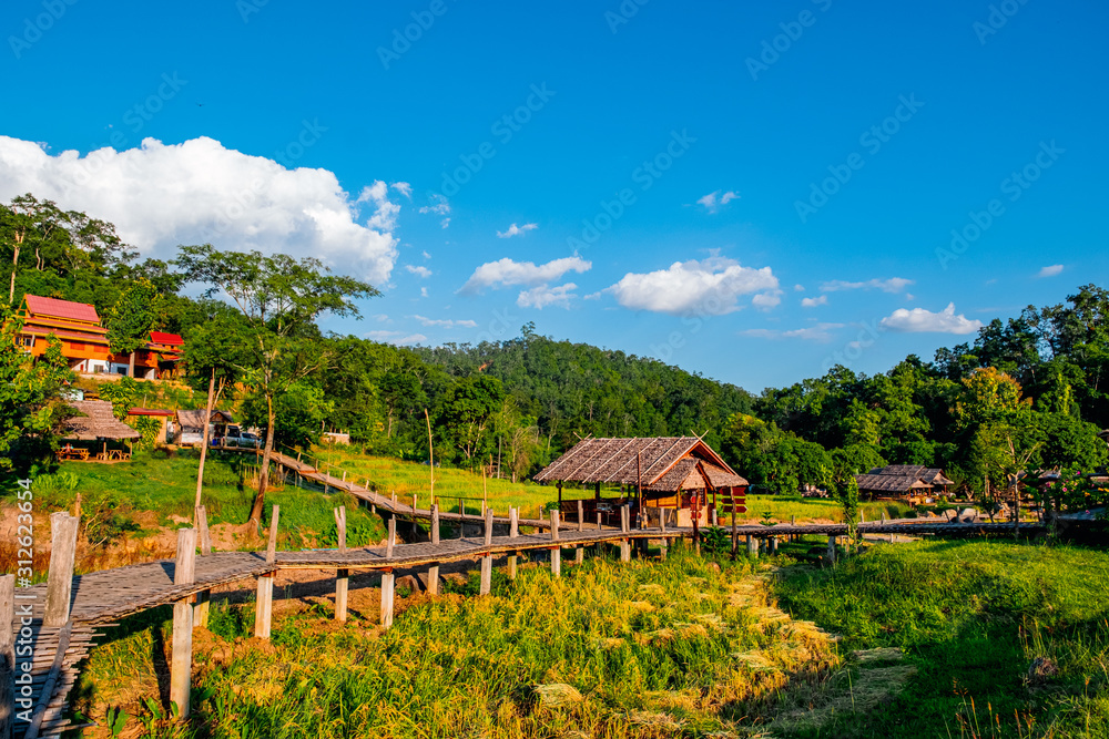 The famous Boon Ko Ku So (Kho-Ku-So) bamboo bridge at Pai, Mae Hong Son, Thailand. The famous Boon Ko Ku So (Kho-Ku-So) bamboo bridge at Pai, Mae Hong Son, Thailand.