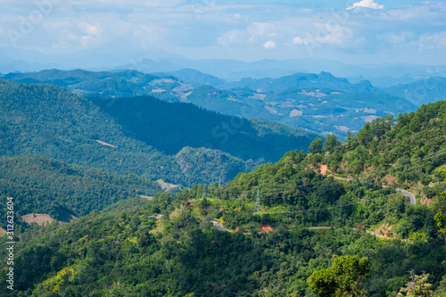 Beautiful scenic landscape mountain and nature at Doi Kiew Lom View Point  Mae Hong Son  Thailand.