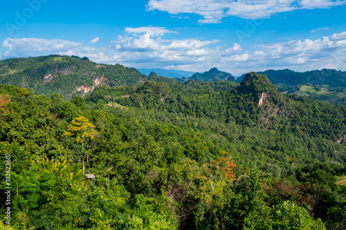 Beautiful scenic landscape mountain and nature at Ban Jabo, Mae Hong Son, Thailand. photo