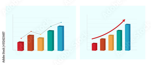 Business graph and chart. Successful concept. Vector illustration