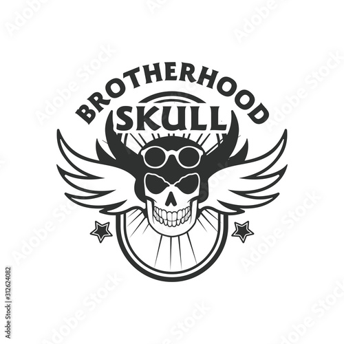 skull mascot logo badge design vector illustration