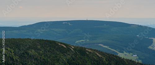 Cerna hora hill from hiking trail between Obri sedlo and Snezka hill in Krkonose mountains