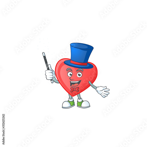 Cartoon character of red love performance as a Magician