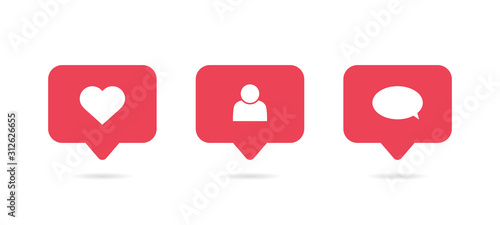 Social media notification icon. Follow, comment, like icon. Vector illustration