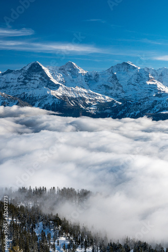 Eiger Mönch and Jungfrau in winter