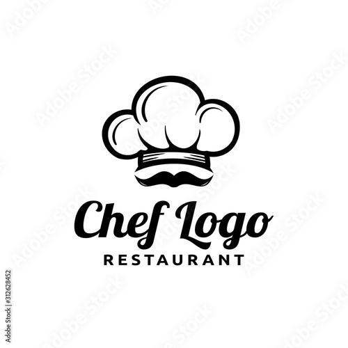 Chef and restaurant simple logo design with a cap / chef hat