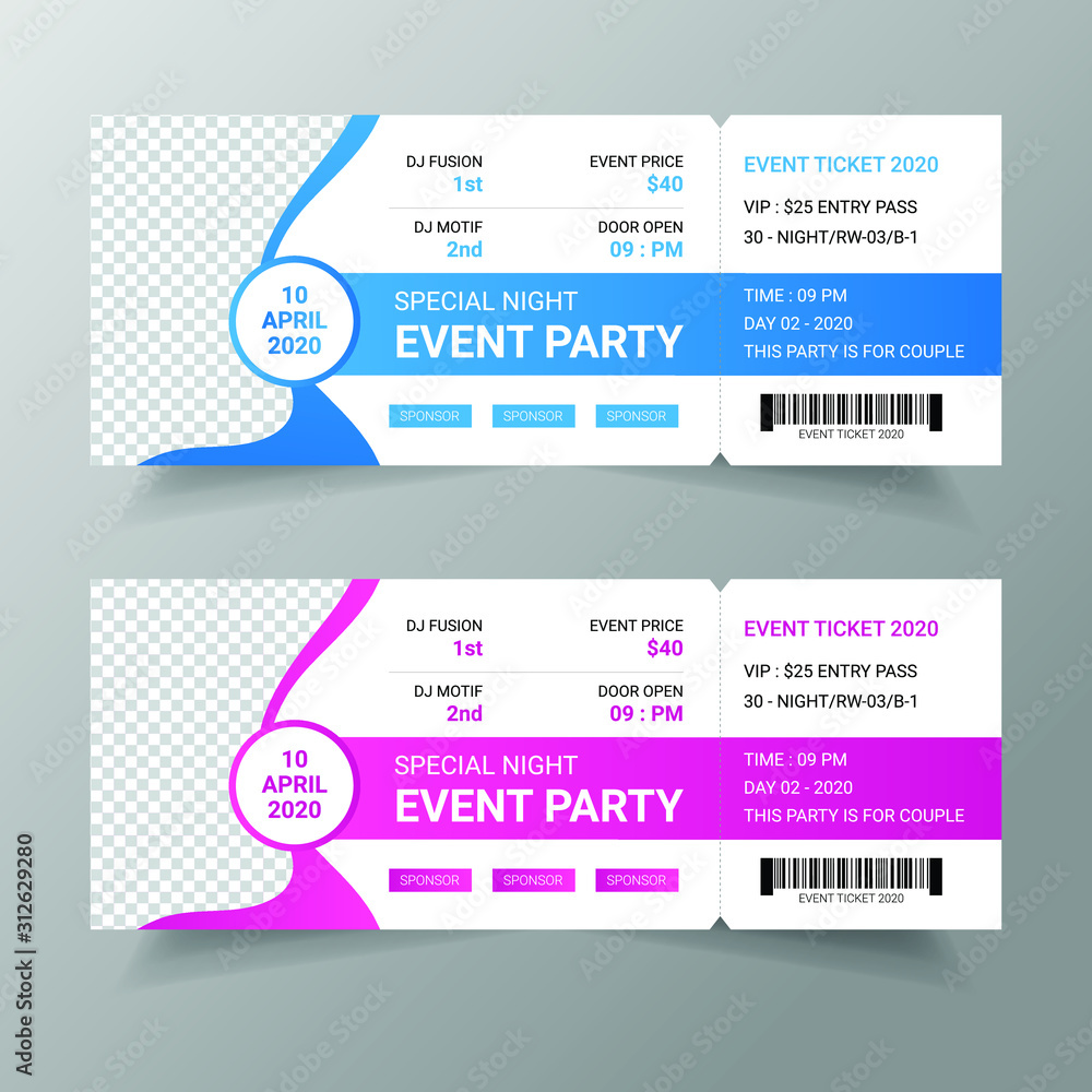 Dj party event ticket design template Dj party event ticket design template