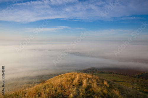 Misty morning in Central Bohemian Highlands, Czech Republic.