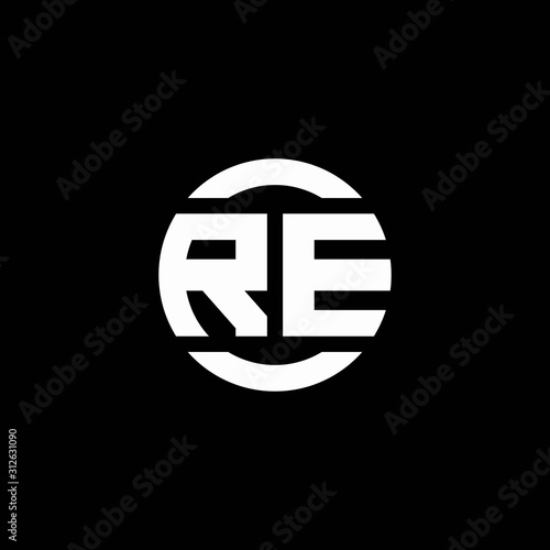 RE logo monogram isolated on circle element design template