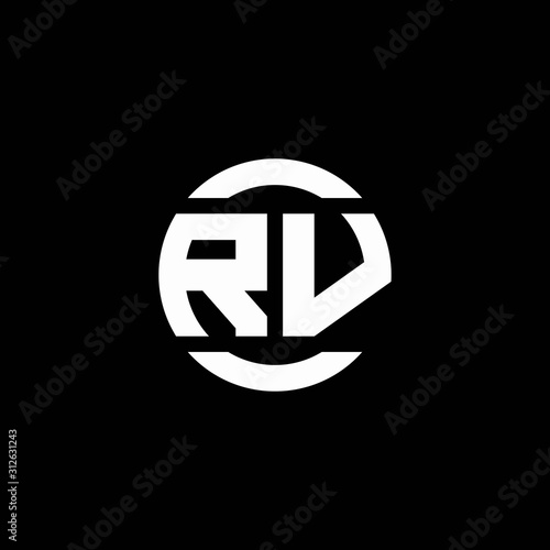 RV logo monogram isolated on circle element design template