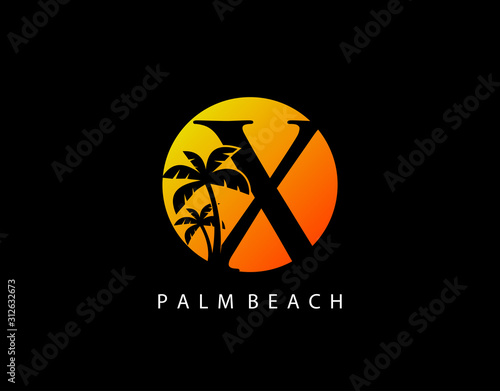 X Palm Beach Logo, Circle X Sunset Icon Logo © bintank