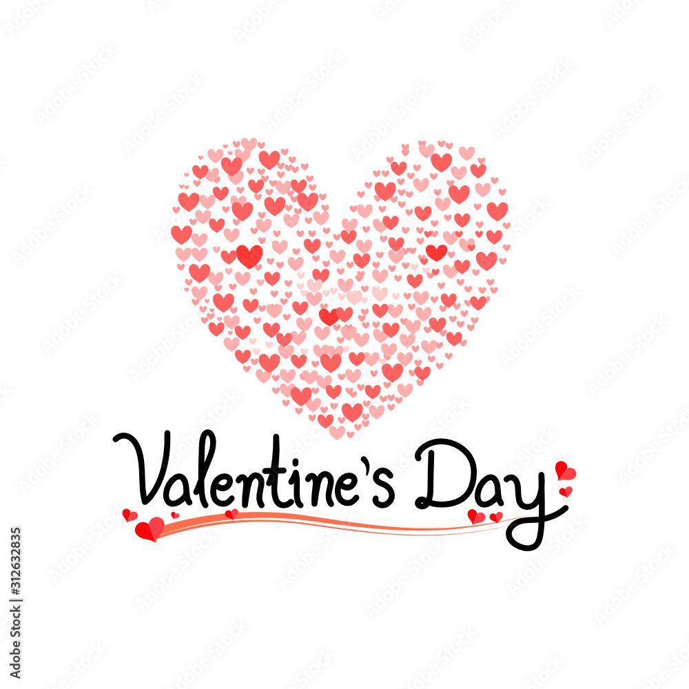 Happy Valentines Day hand drawn on white background. vector illustration 