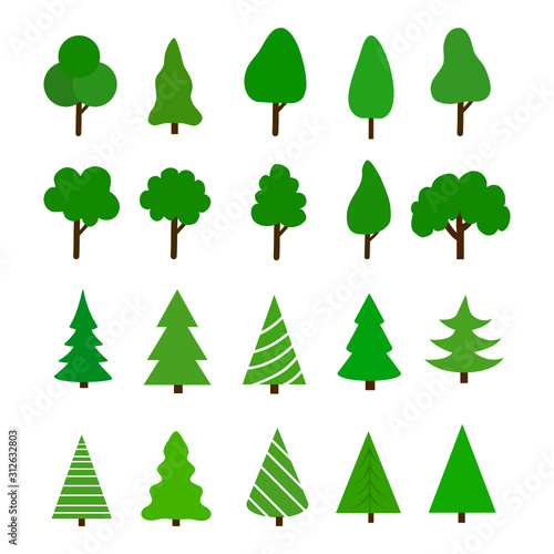 Set of Tree hand drawn on white background. vector illustration 