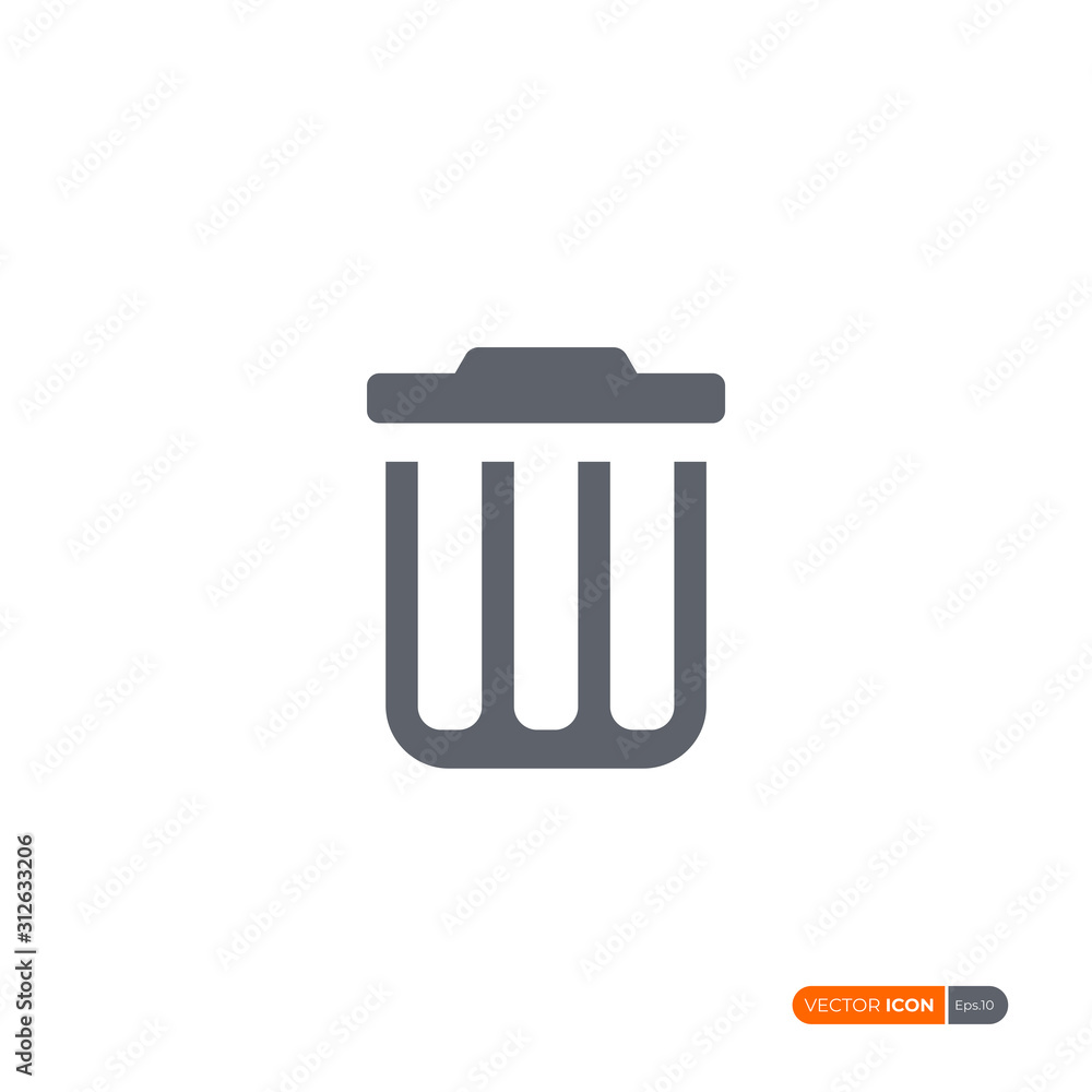 Trash Can Icon isolated on white background. Flat Vector Icon Design Template Element