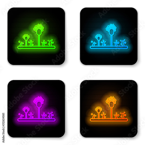 Glowing neon line Mold icon isolated on white background. Black square button. Vector Illustration