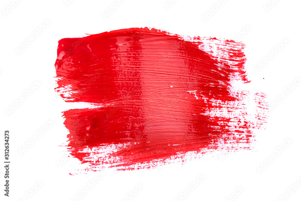 Red acrylic paint brush isolated on white background Red acrylic paint brush isolated on white background
